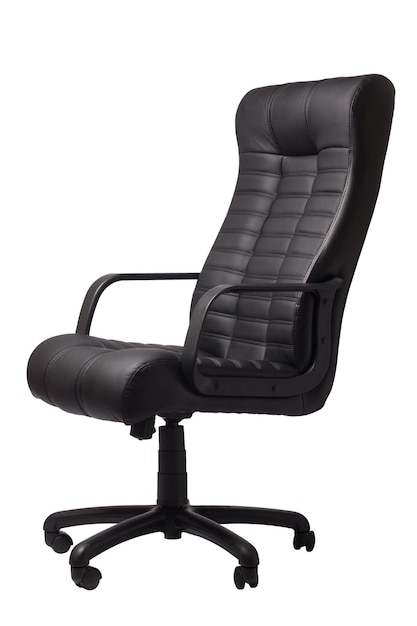 Black executive leather chair on a white background