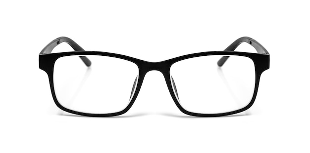 Black eye glasses isolated on white background