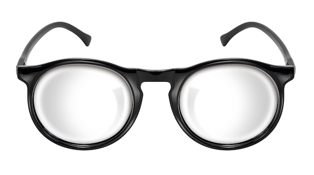 Black eye glasses on white with clipping path