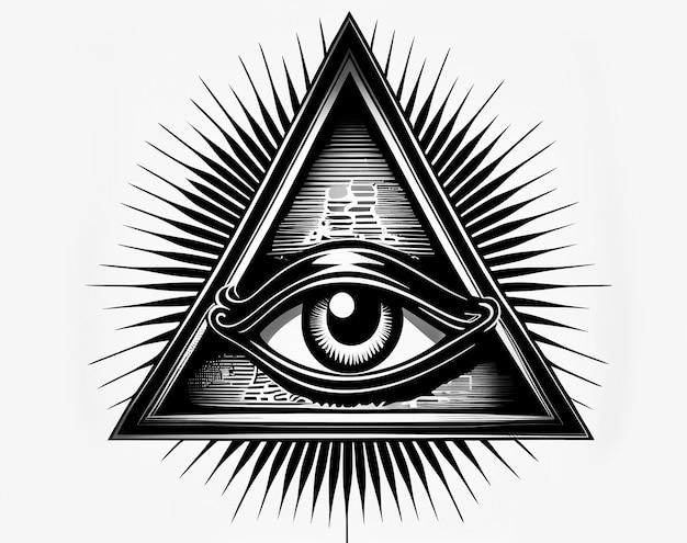 Black eye icon in a pyramid Masonic sign