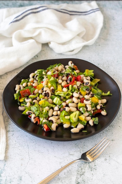 Black Eyed Pea legume or Goat Pea salad Fresh healthy bean salad Healthy foods Local name borulce salatasi Closeup