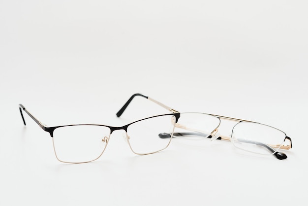 Black eyeglasses with white background