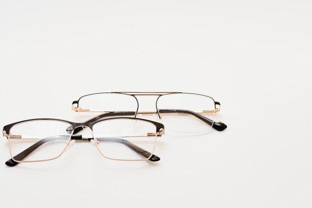 Black eyeglasses with white background