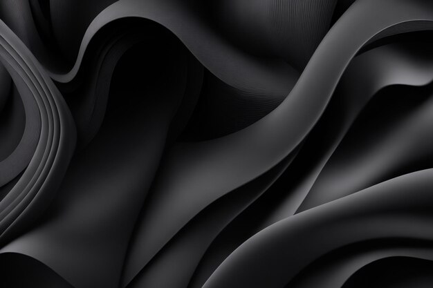 black fabric cloth wave background 3d illustration wallpaper