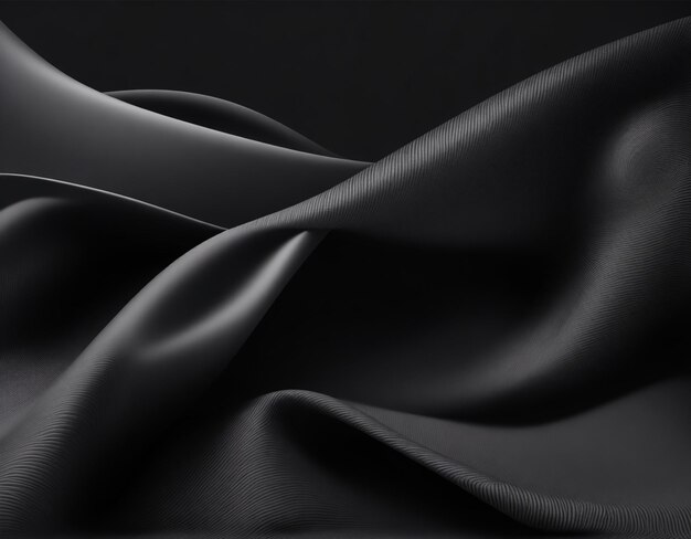black fabric cloth wave background 3d illustration wallpaper