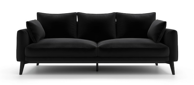 Photo black fabric sofa on white background with clipping path