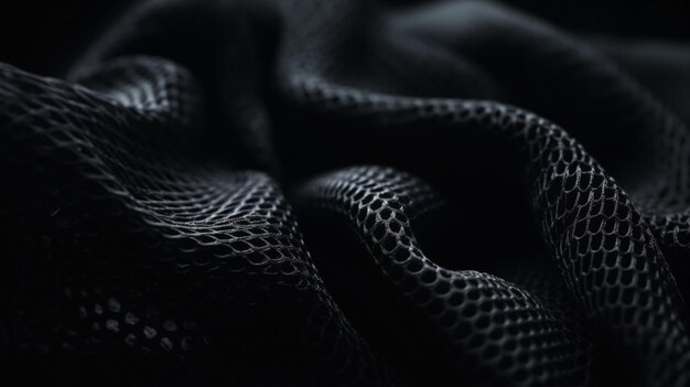 A black fabric with a textured pattern.