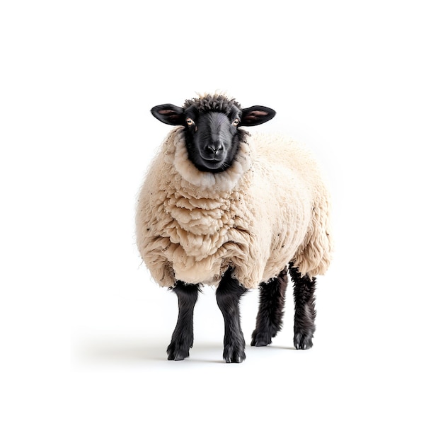 Фото Черноликие овцы на белом фоне генеративный ии