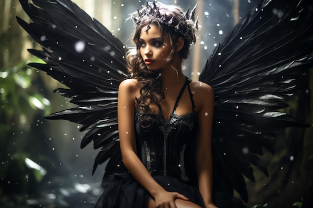 Photo black fairy magical fairytale world