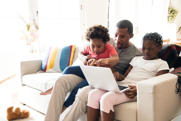 Black family spending time together