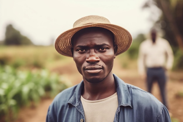 Photo black farmer portrait rural male smiling generate ai