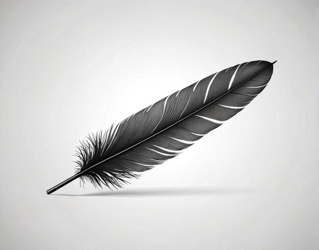 a black feather on a white background