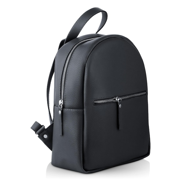 Photo black female leather urban backpack mockup