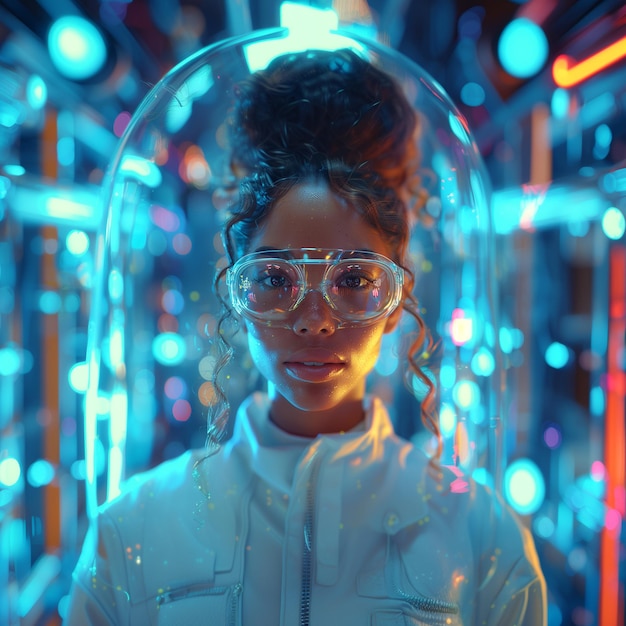 Photo black female scientist in lab outfit