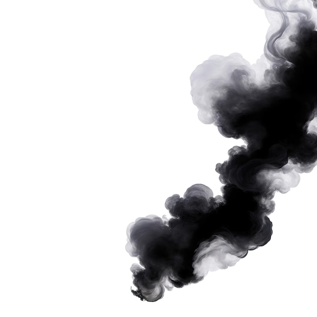 Photo black fire flame smoke cloud texture isolated on white background