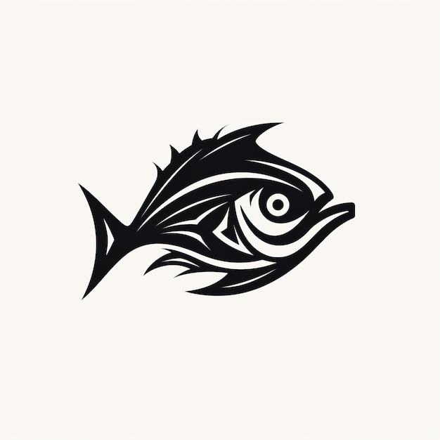 Black Fish Tribal Graphic Illustration met Precisionistische Stijl
