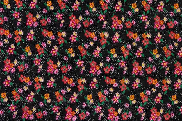 Black floral pattern cloth background texture.