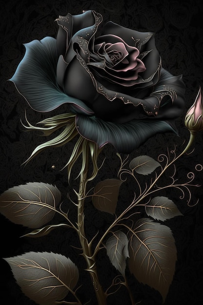 ドクロが付いた黒い花
