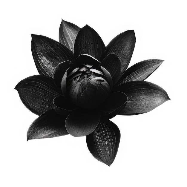 Foto un fiore nero su sfondo bianco e su di esso la scritta 