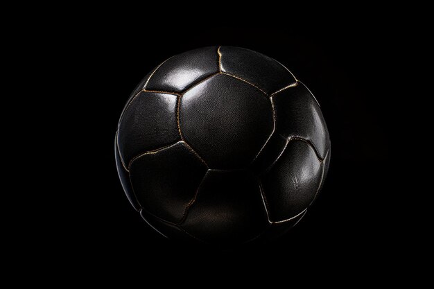 Black football ball against a dark background