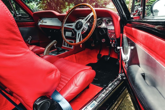 Black ford mustang shelby gt500 year 1967 interior details