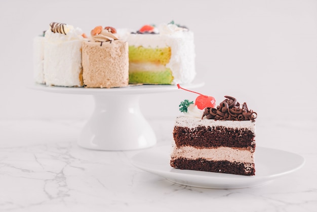 black forest cake on  plate