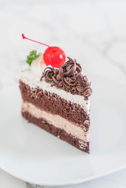 black forest cake on  plate