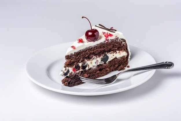 Black Forest cake slice on a plate Generative AI