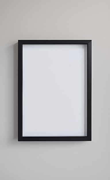 A black frame on a gray wall with the word art on it.