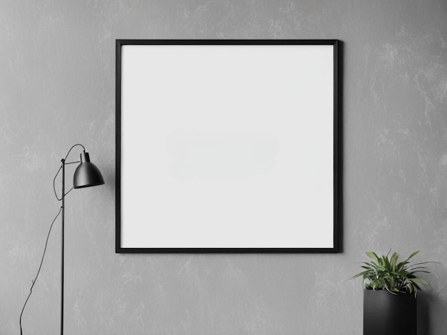 Black frame mockup on a gray wall