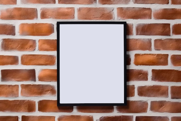 Black frame mockup on red brick wall