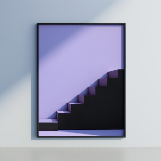 Photo a black frame on a wall with a shadow in the style of minimalistic modern 8k 3d white minimalist imagery lightfilled poster lavender job id 16cd36b0c92f4691916927be0097bae7