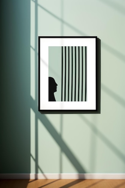 A black frame on a wall with a shadow in the style of minimalistic modern 8k 3d white minimalist imagery lightfilled poster mint ar 23 Job ID 838fa2ec6a7f431f9b14ed8405f70e82