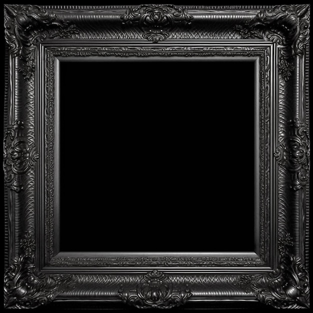 Photo a black frame with a floral design on it