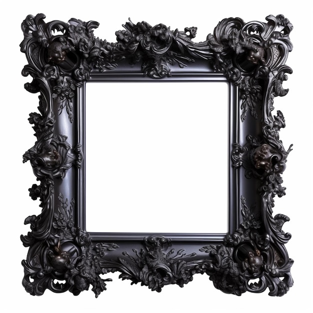 A black frame with a floral design on it.
