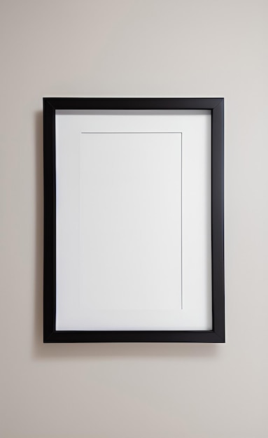 A black framed picture on a wall with a white background.