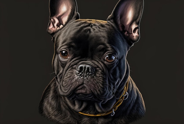 Black French bulldog in a portrait