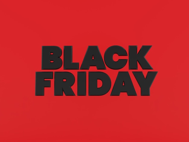 Photo black friday 3d text on red background