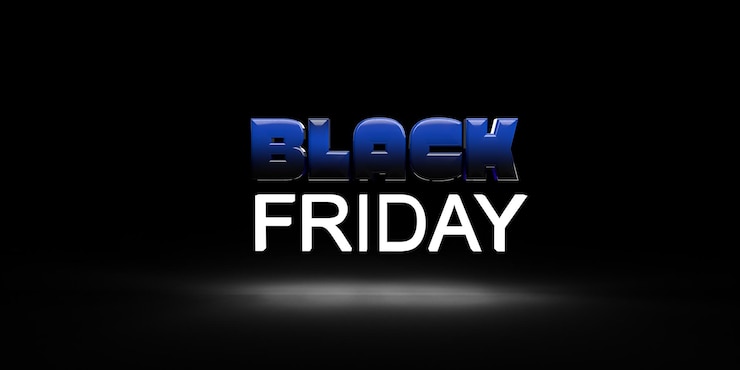 फोटो black friday 3d text with spot light effect on black background