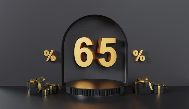 블랙 프라이데이 65% 할인(페데스탈 연단 배경 포함)