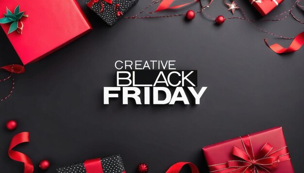 Black friday arrangement on black background with copy space