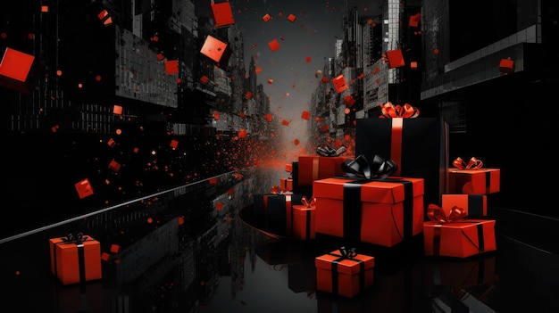 Black Friday Background black and red gift
