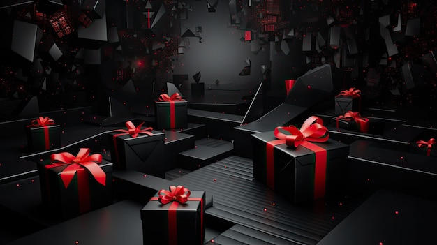 Black Friday Background black and red gift