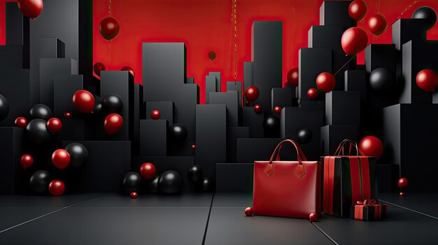 Foto black friday background regalo nero e rosso