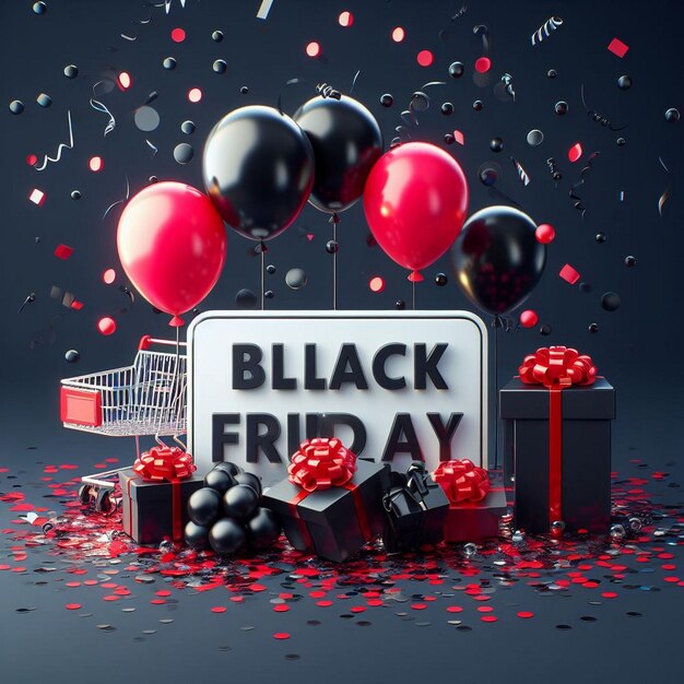 Изображения фона Черной пятницы Фона черной пятницы с воздушными шарами и подарками Изобранения черной пятники
