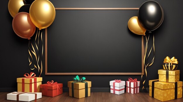 Photo black friday backgrounds golden and black balloons background for black friday balloons background