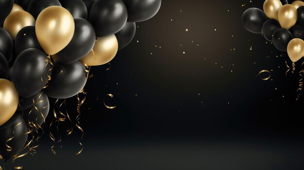 Black friday balloons and gold glitter for sale promotion background