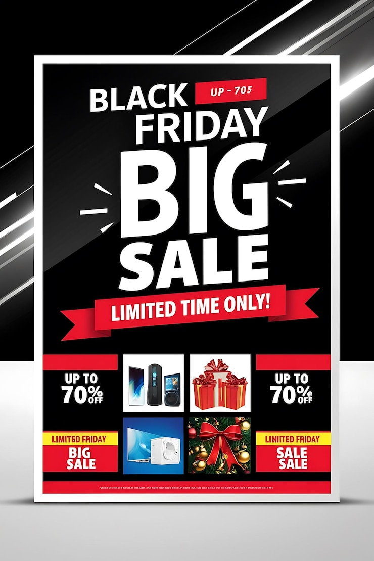 Photo black friday big sale poster bold and modern discount promotion design