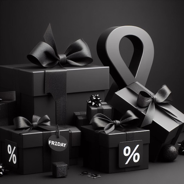 Black Friday and black gift boxes