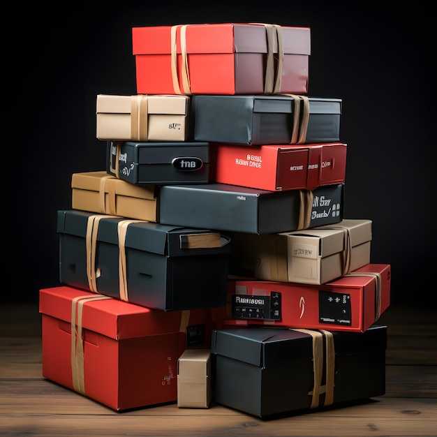 Black Friday Boxes on a Dark Background